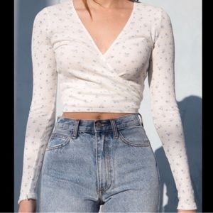 brandy melville coco thermal floral wrap top